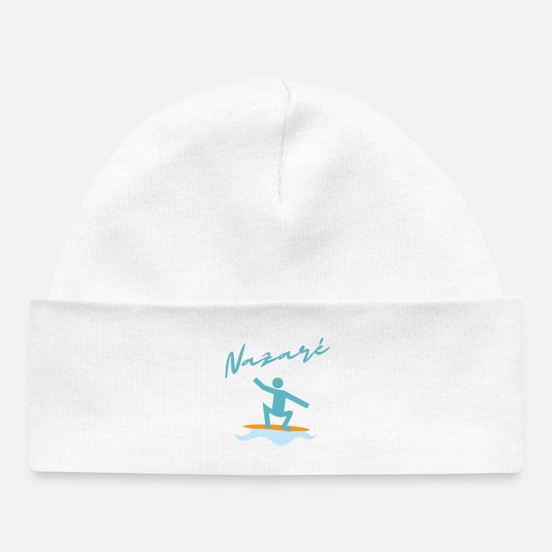 Nazaré Surf Illustration - Bonnet bébé bio - blanc