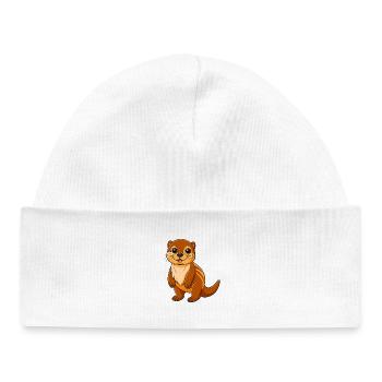 Loutre Mascotte mignonne Personnage de dessin animé Kawaii - Bonnet bébé bio - blanc - Devant