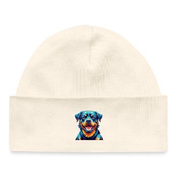 Rottweiler Chien Race Coloré Dessin Animé Kawaii - Bonnet bébé bio - blanc - Devant