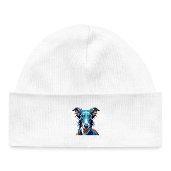 Lévrier polonais Chien race Coloré Dessin animé Kawaii - Bonnet bébé bio - blanc - Devant