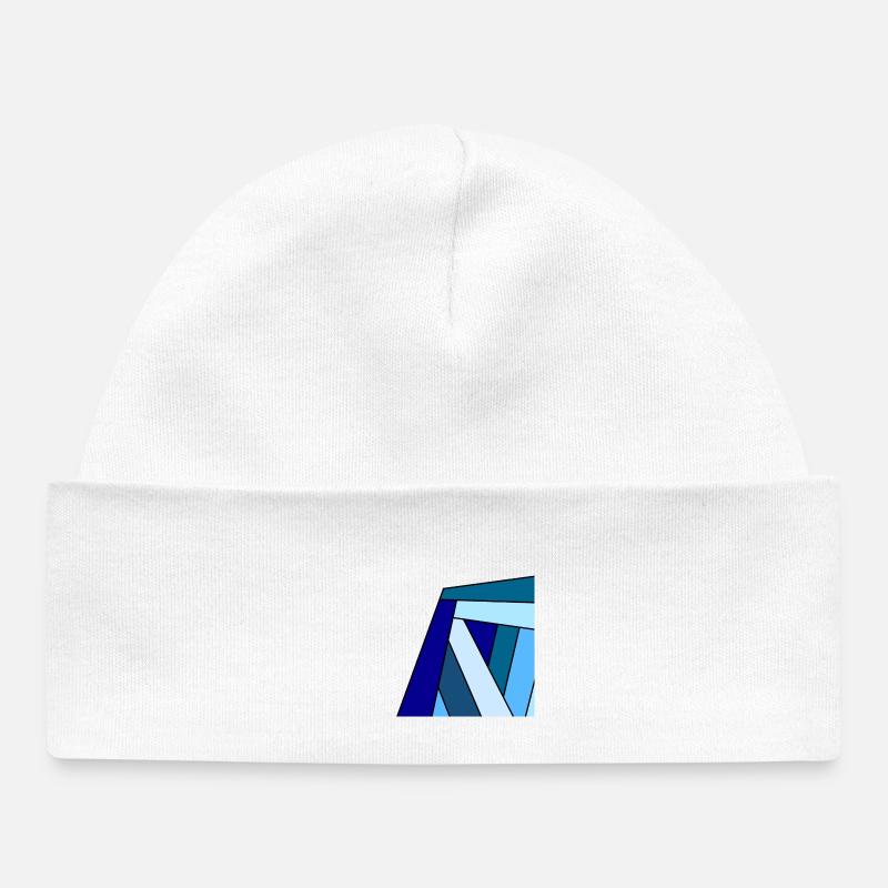 carre colore bleu - Bonnet bébé bio - blanc