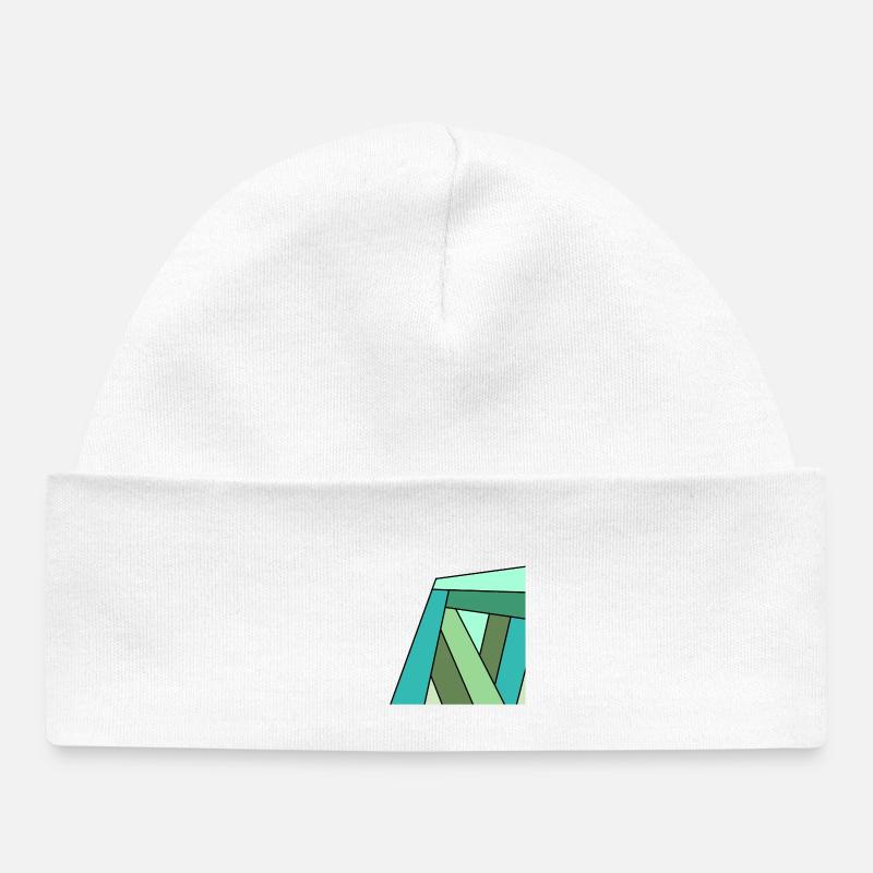 carre colore vert - Bonnet bébé bio - blanc