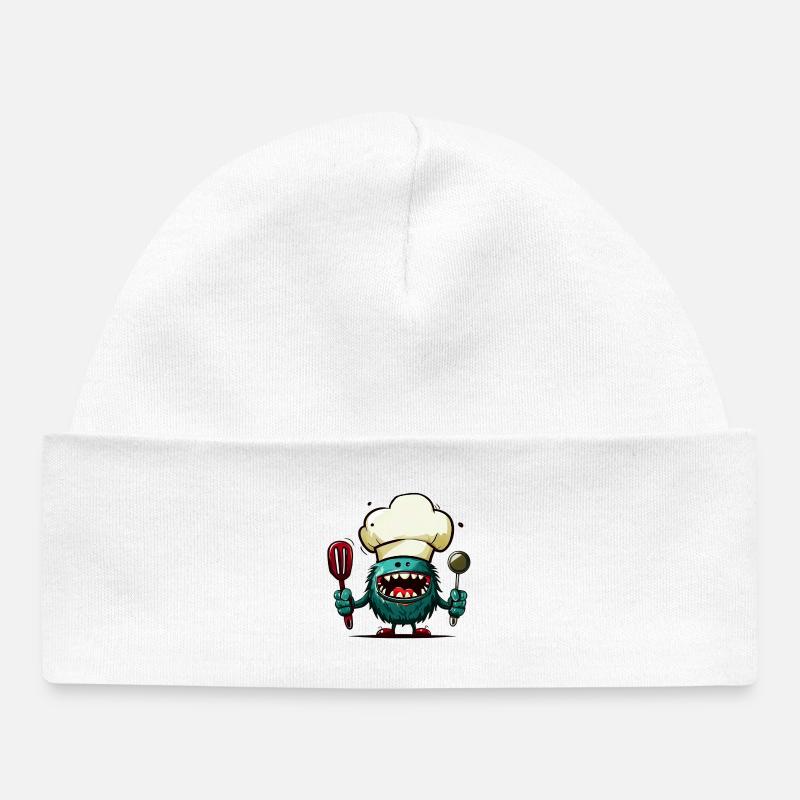Alien extraterrestre Martien Cuisinier Chef - Bonnet bébé bio - blanc