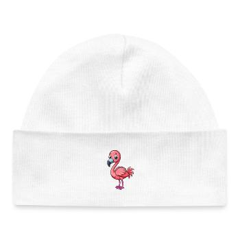 flamant rose mignon personnage de dessin animé Kawaii Clipart - Bonnet bébé bio - blanc - Devant