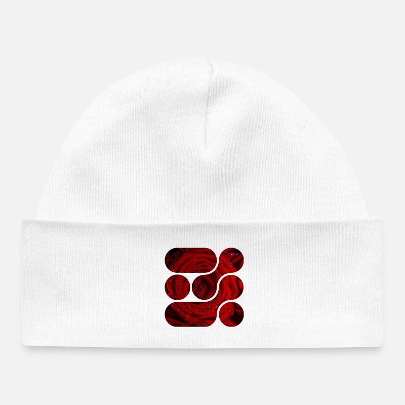 OCHOOO - Rose rouge - Bonnet bébé bio - blanc