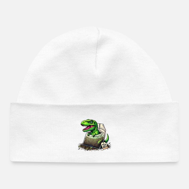 Tea rex T-rex dinosaur - Baby Organic Beanie - white