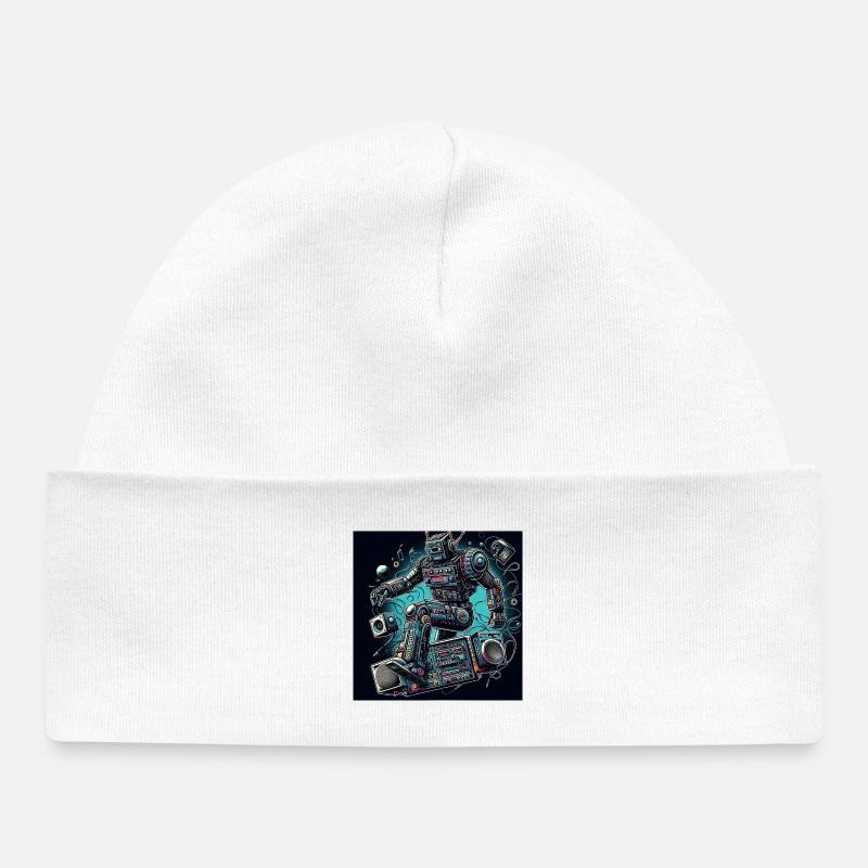 Analogo vibes AI robot Art - Bonnet bébé bio - blanc
