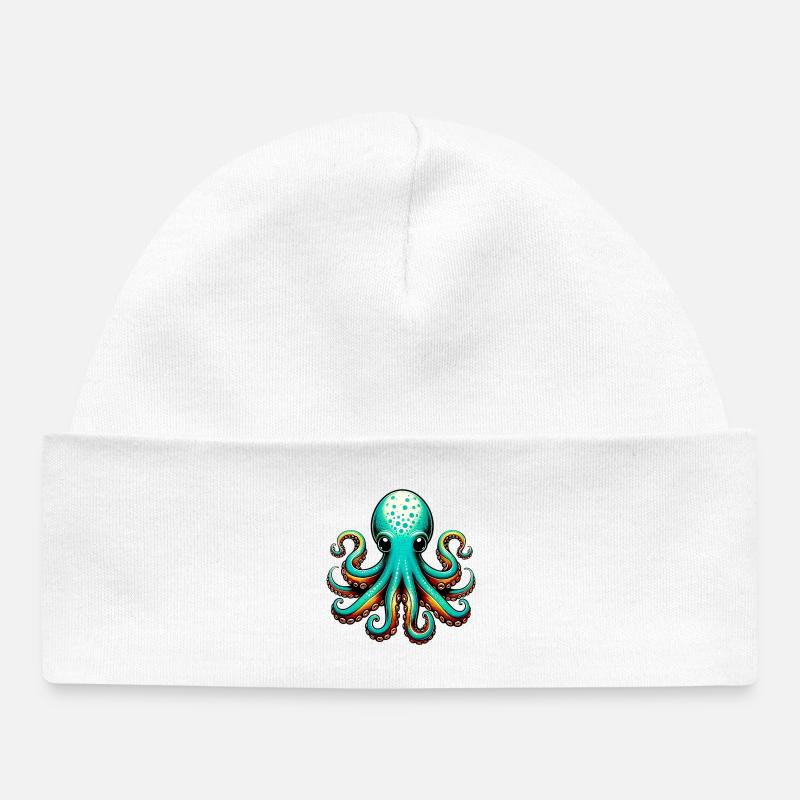 Pieuvre - Bonnet bébé bio - blanc