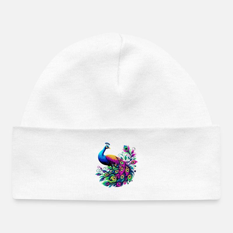 Paon - Bonnet bébé bio - blanc
