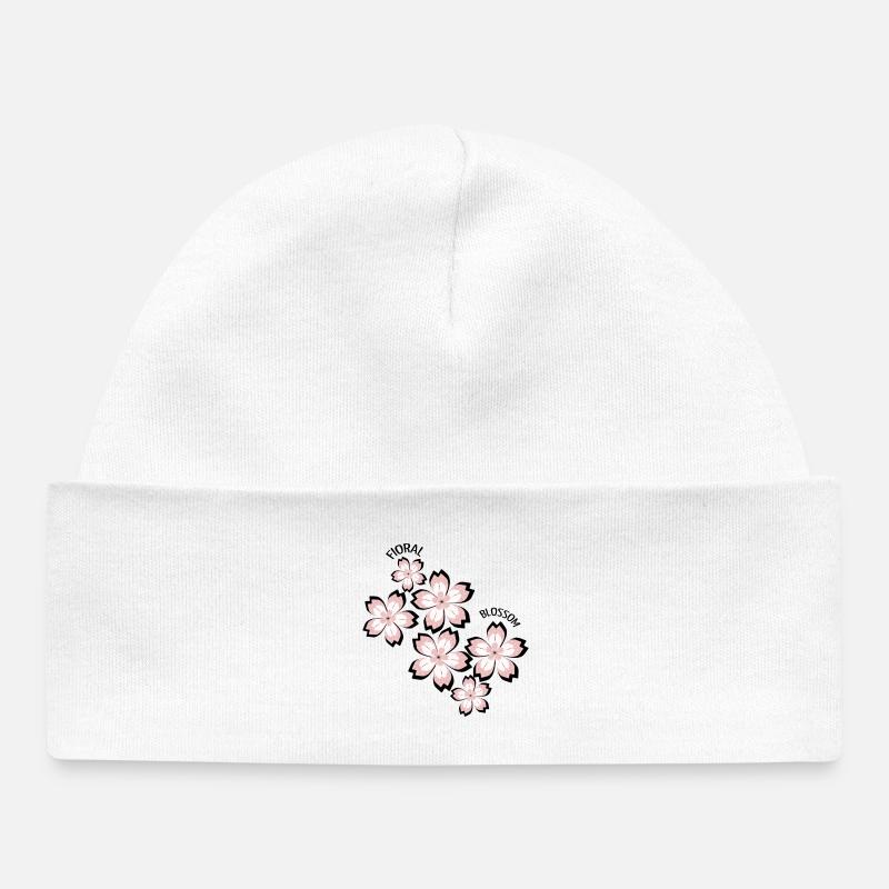 Fleur florale - Bonnet bébé bio - blanc
