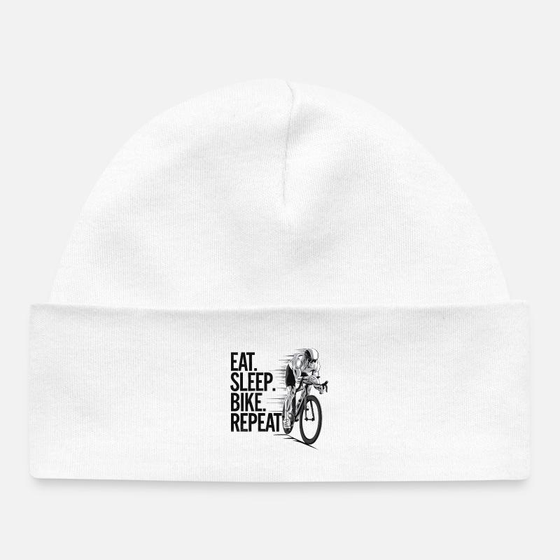 Passion Vélo Motivation, Manger Dormir Vélo - Bonnet bébé bio - blanc