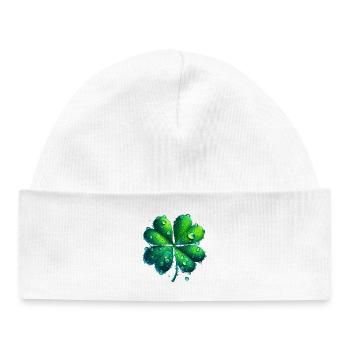Four-leaf clover - Baby Organic Beanie - white - Front