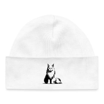 Maine Coon Cat - Baby Organic Beanie - white - Front
