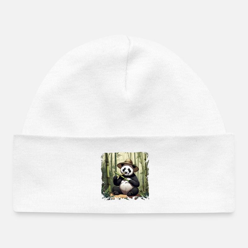 Panda mange ! - Bonnet bébé bio - blanc