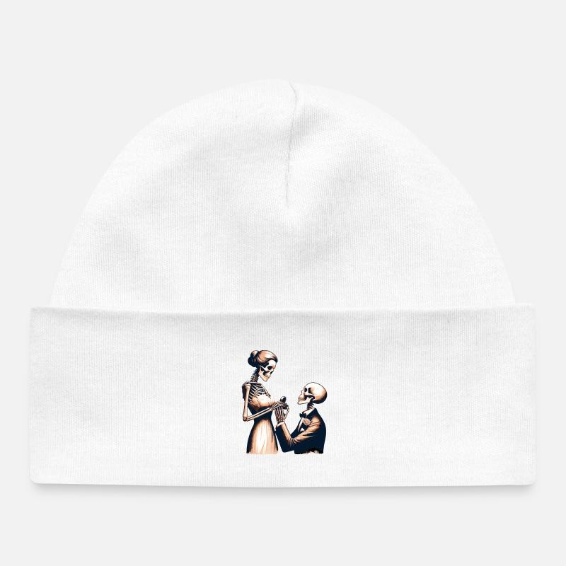Conception de parodie de squelette de mariage - Bonnet bébé bio - blanc