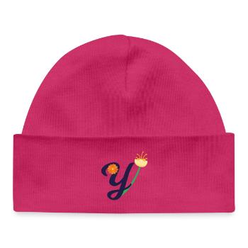 Elegant letter 'Y' with flowers - Baby Organic Beanie - white - Front