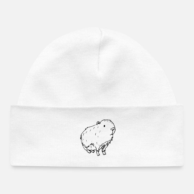 Abstract Kapybara Black - Baby Organic Beanie - white