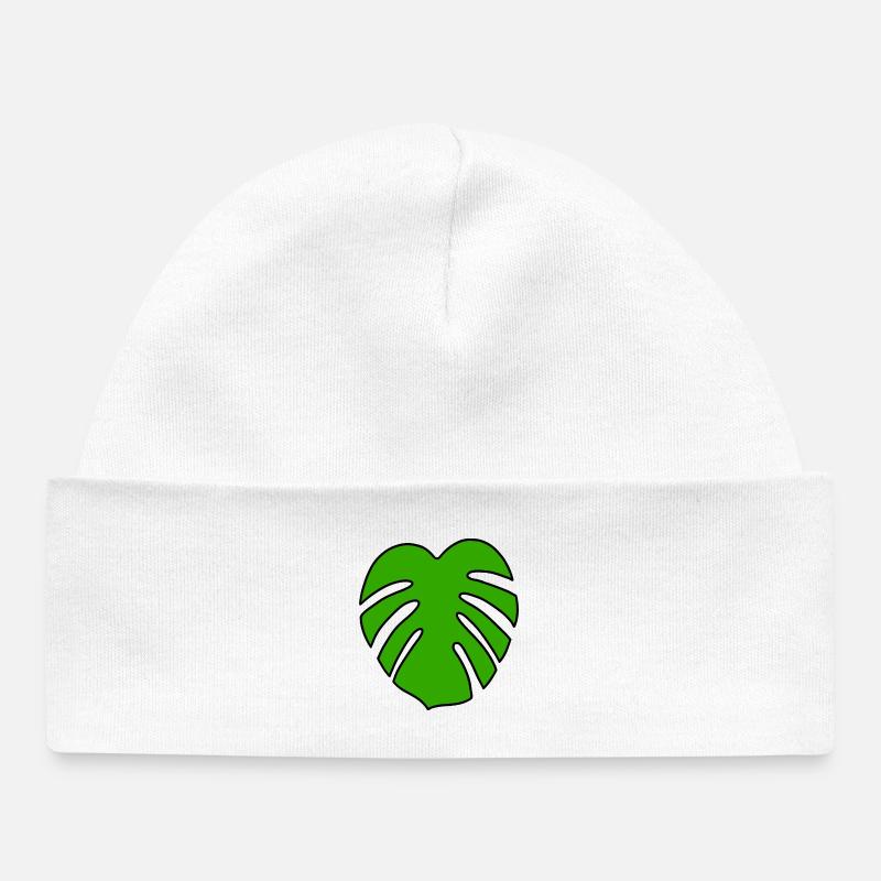 Plante Monstera - Bonnet bébé bio - blanc