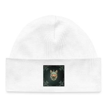 Mystical fox with piercing red eyes. - Baby Organic Beanie - white - Front