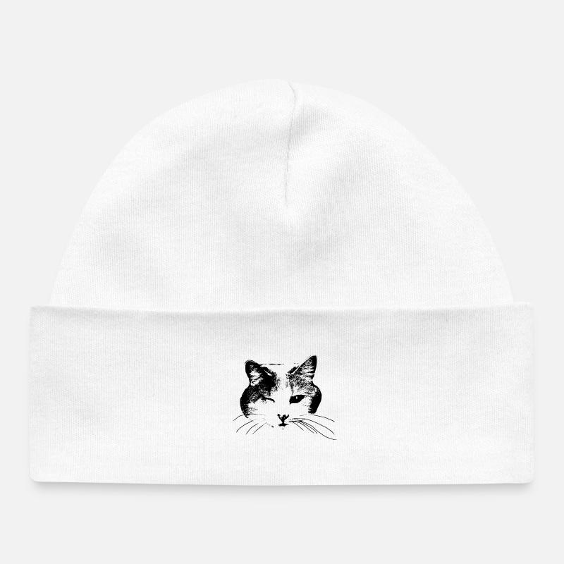 Clin d’œil minou - Bonnet bébé bio - blanc