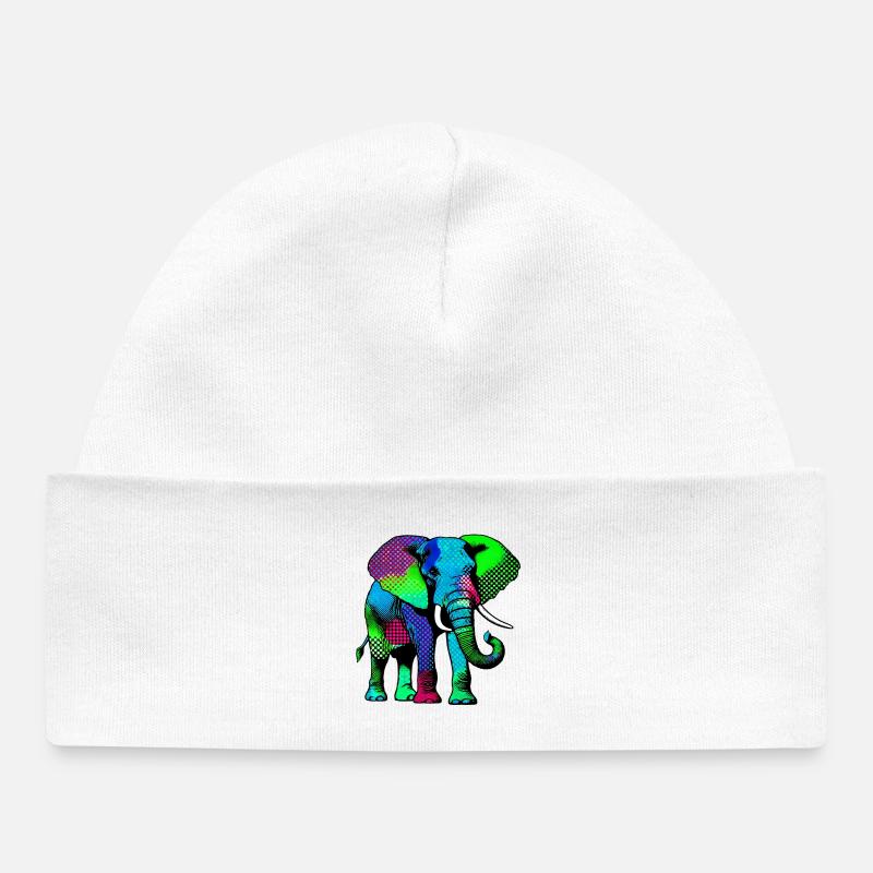 Elephant - Baby Organic Beanie - white