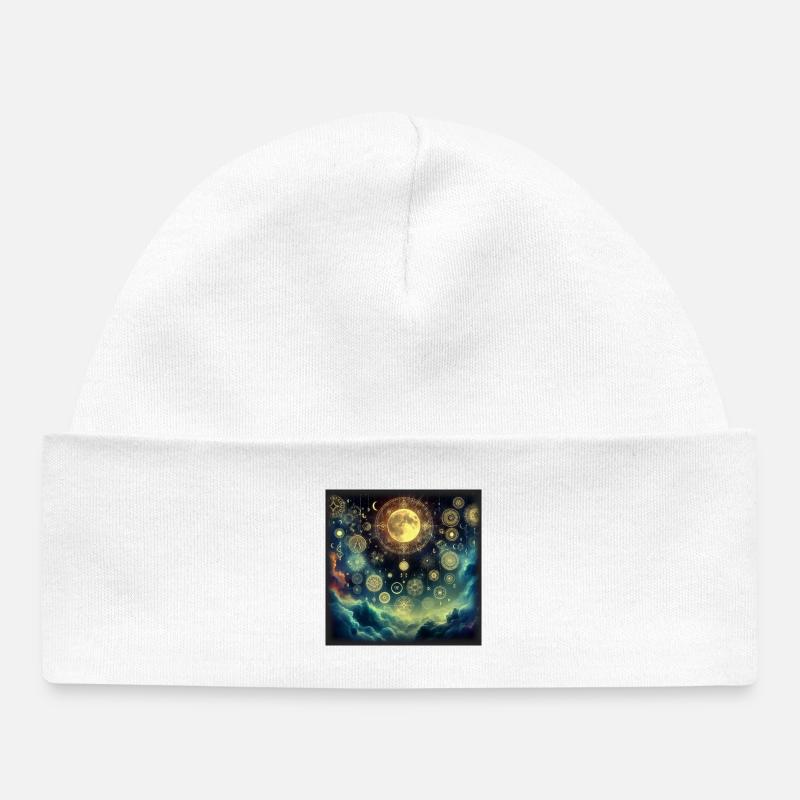 Astrologie mystique - Bonnet bébé bio - blanc