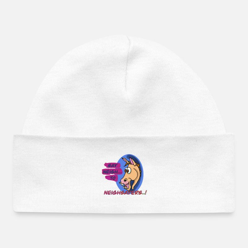 Design du cheval Neigh Sayers Punny - Bonnet bébé bio - blanc