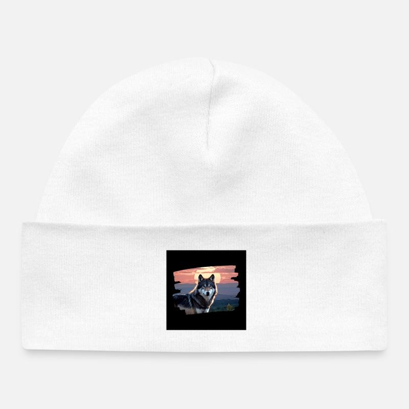 Loup / Wolf - Bonnet bébé bio - blanc