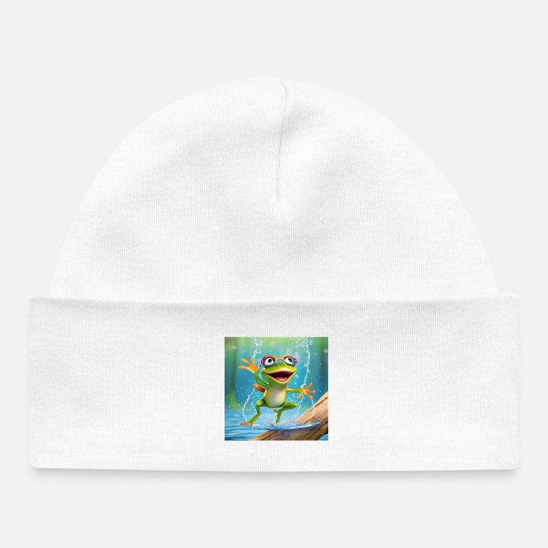 grenouille, batracien, rainette - Bonnet bébé bio - blanc