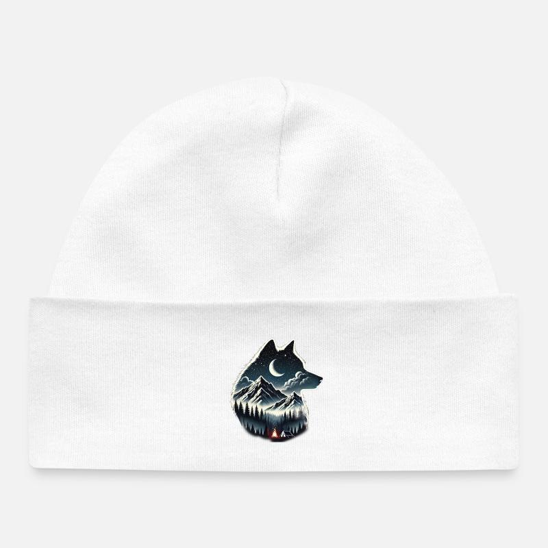 loup - Bonnet bébé bio - blanc