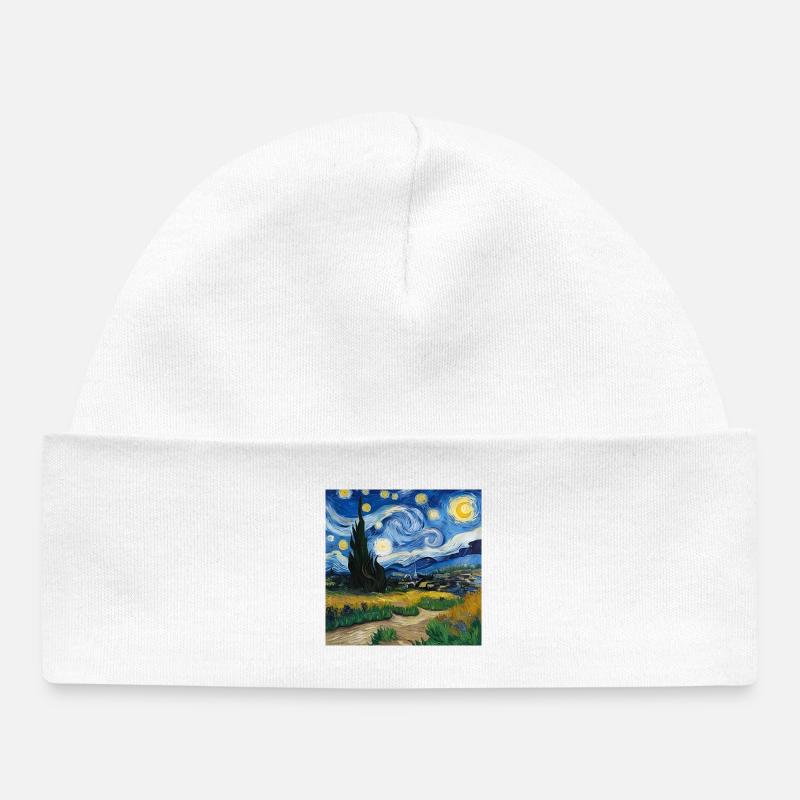 Paysage impressionniste / Impressionist landscape - Bonnet bébé bio - blanc