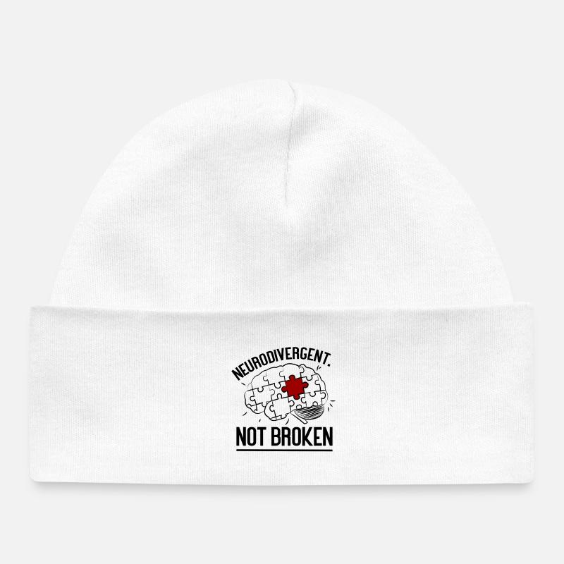 Neurodivergent. Pas cassé - Bonnet bébé bio - blanc