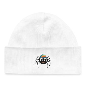 Cool spider with retro cap – cute & cheeky - Baby Organic Beanie - white - Front