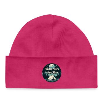 Camping Scene Under the Stars - Moon - Baby Organic Beanie - white - Front