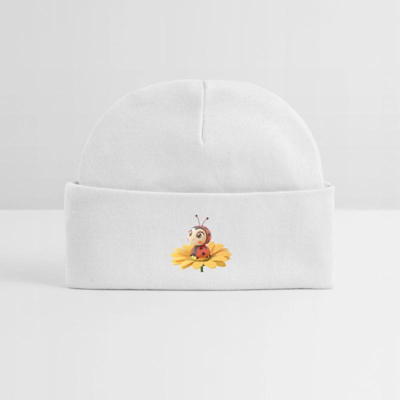 Cute ladybug on a flower Baby Organic Beanie