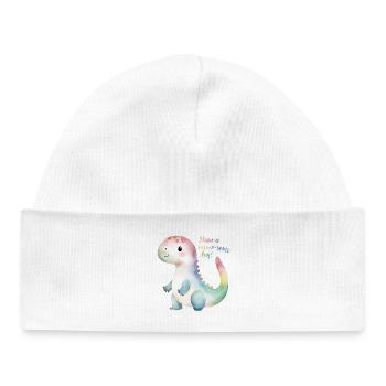 Mignon dinosaure arc-en-ciel - Passez une journée rawr-some ! - Bonnet bébé bio - blanc - Devant