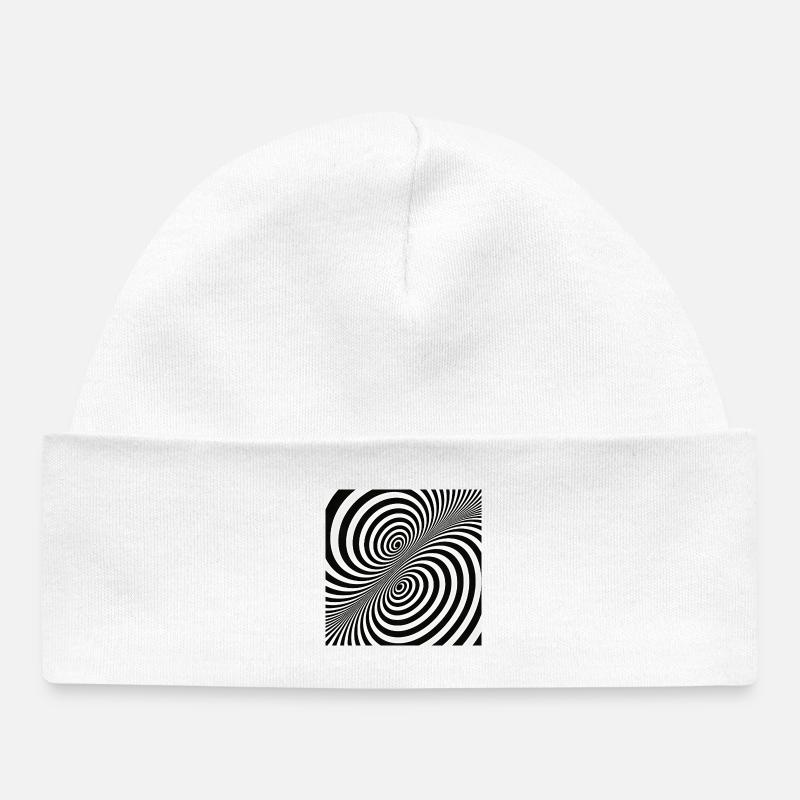 Illusion d’optique motif en spirale en noir et blanc - Bonnet bébé bio - blanc