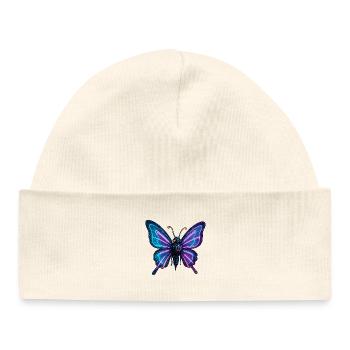 Papillon métallique Ailes Néon - Bonnet bébé bio - blanc - Devant