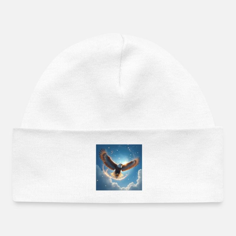 Animal Totem Aigle en Vol - Bonnet bébé bio - blanc