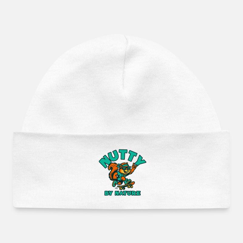Nutty par nature Squirrel Spate - Bonnet bébé bio - blanc