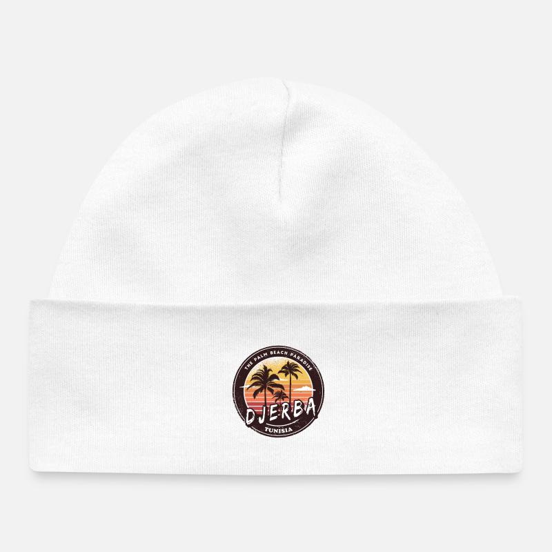 Djerba Tuneisen Palmier Design - Bonnet bébé bio - blanc