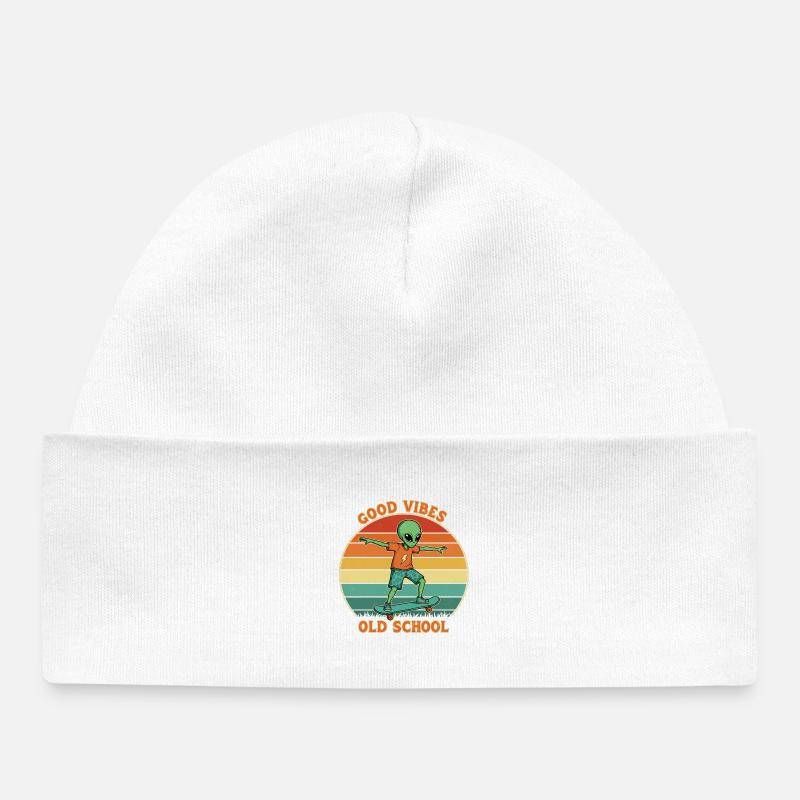 Skateur extraterrestre rétro - Bonnet bébé bio - blanc