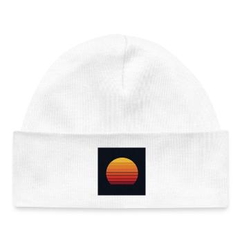 Design rétro coucher de soleil - Bonnet bébé bio - blanc - Devant