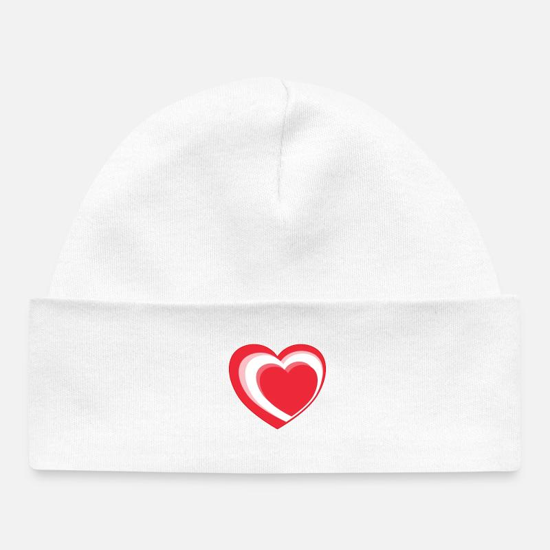 Rouge-Blanc-Rouge Coeur - Bonnet bébé bio - blanc