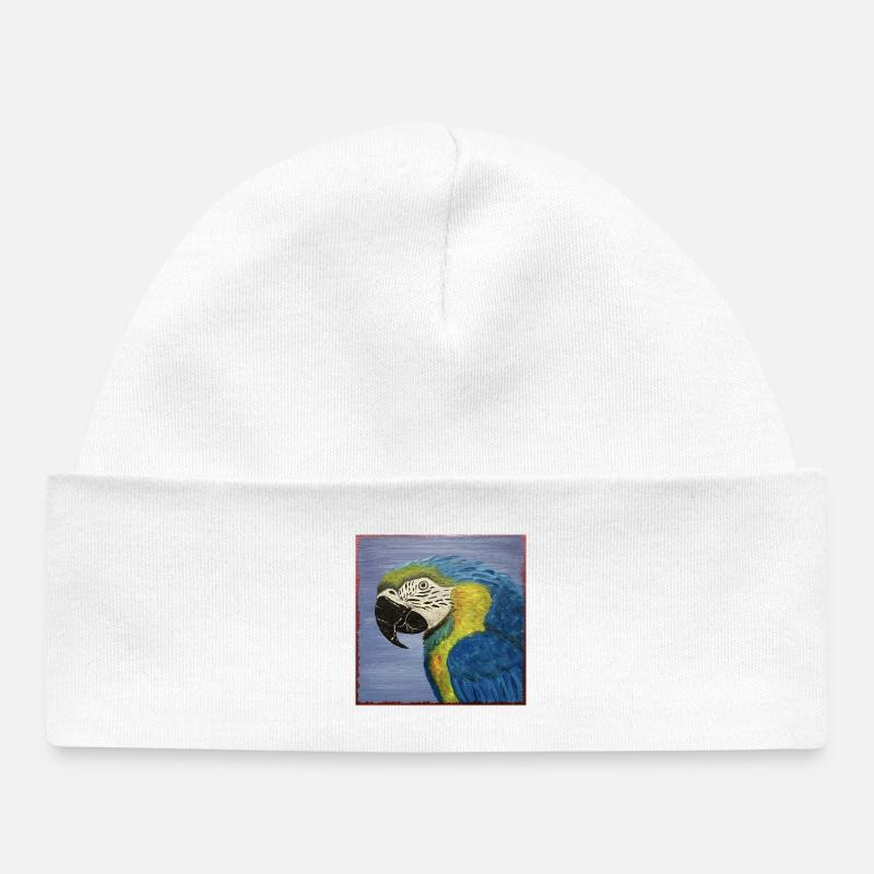 Perroquet ara - Bonnet bébé bio - blanc