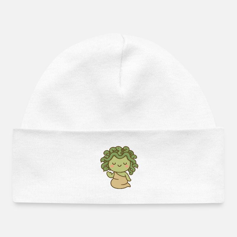 Méduse kawaii mythologique - Bonnet bébé bio - blanc