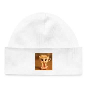 Cute coffee cup with ballerina - Baby Organic Beanie - white - Front