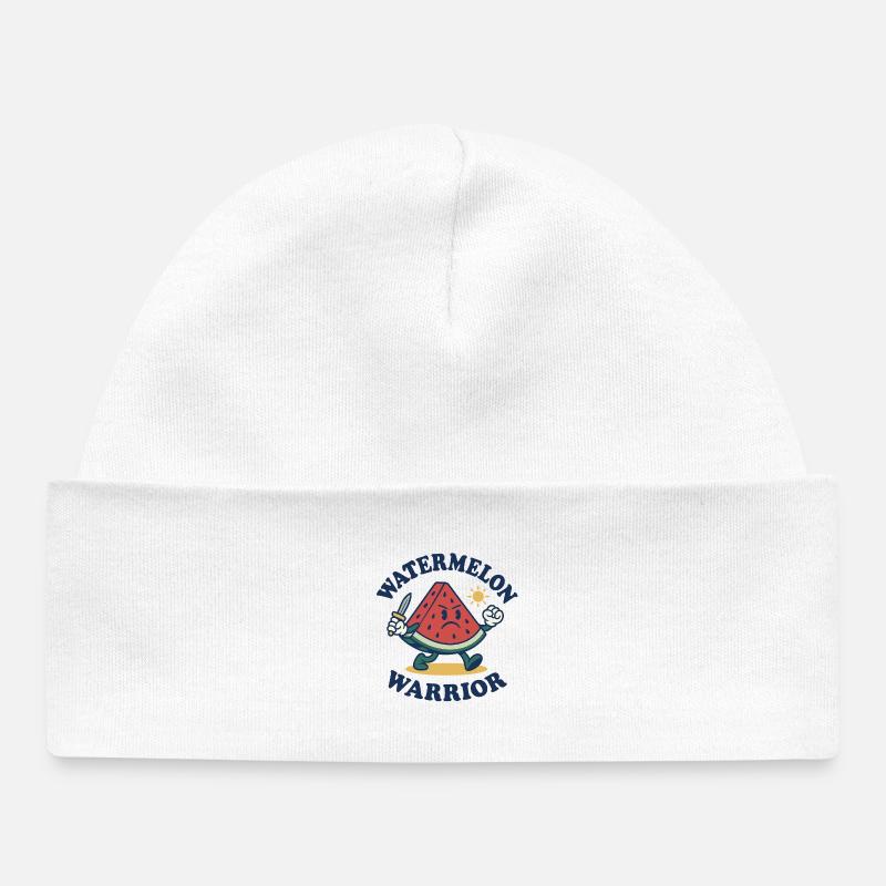 Guerrier pastèque - Design de tranche audacieux - Bonnet bébé bio - blanc