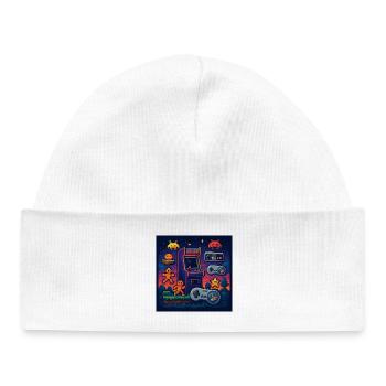 Retro-Pixel-Arcade-Gaming-Design - Baby Organic Mütze - Weiß - Vorne