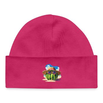 Watermelon Summer Cool Sweetness on the Beach - Baby Organic Beanie - hot pink - Front